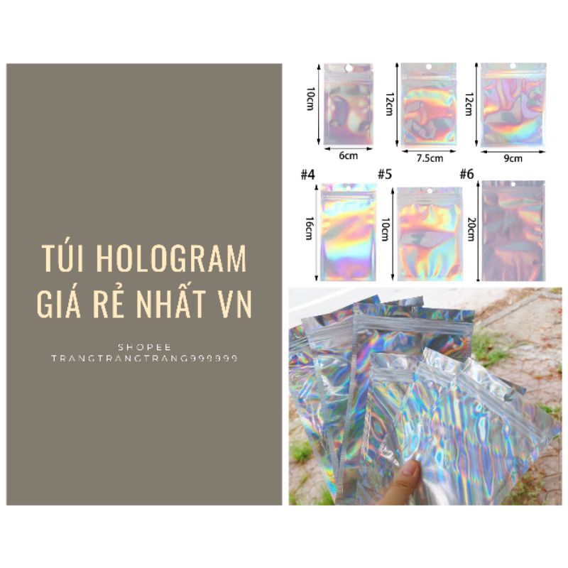 Combo 50 túi zip hologram ( nhiều size , ảnh thật shop tự chụp )