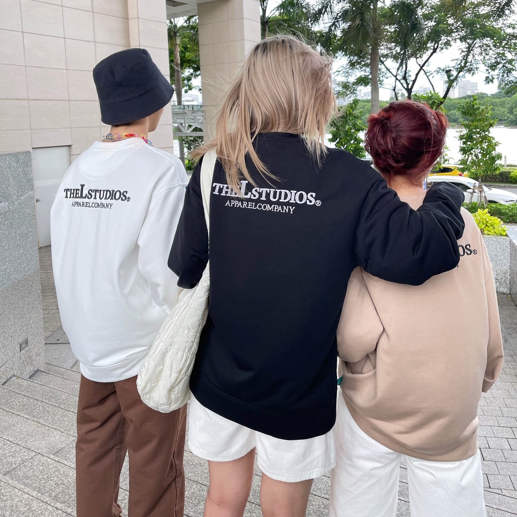 THELSTUDIOS Áo Sweater Nỉ Basic Thêu Logo