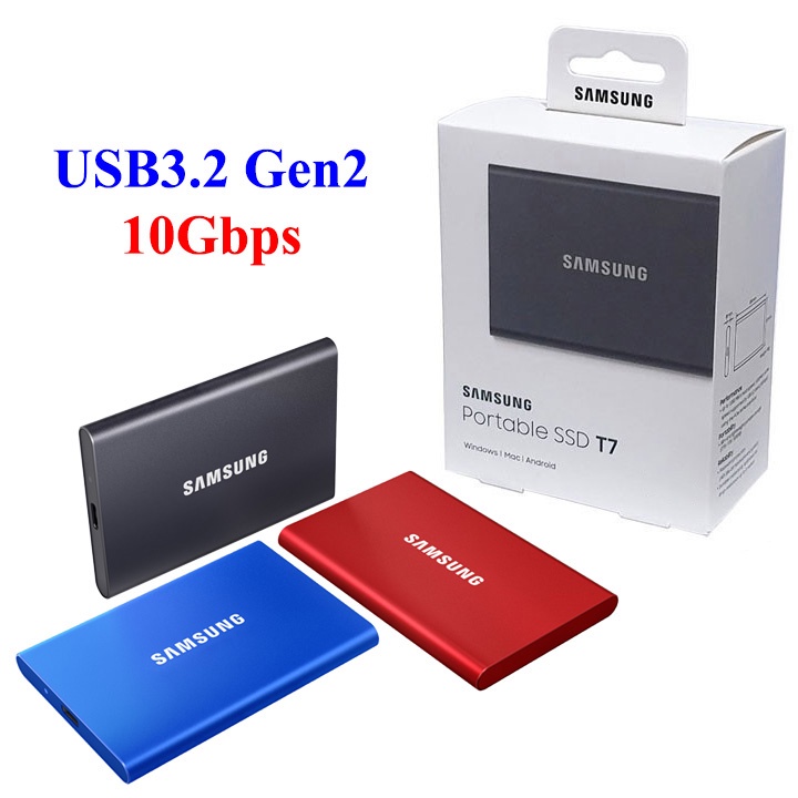 Ổ cứng SSD di động USB3.2 Samsung T7 500GB - bảo hành 3 năm