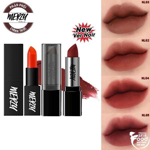 [Ver Noir] Son thỏi siêu lì, mịn mượt Hàn Quốc Merzy The First Lipstick