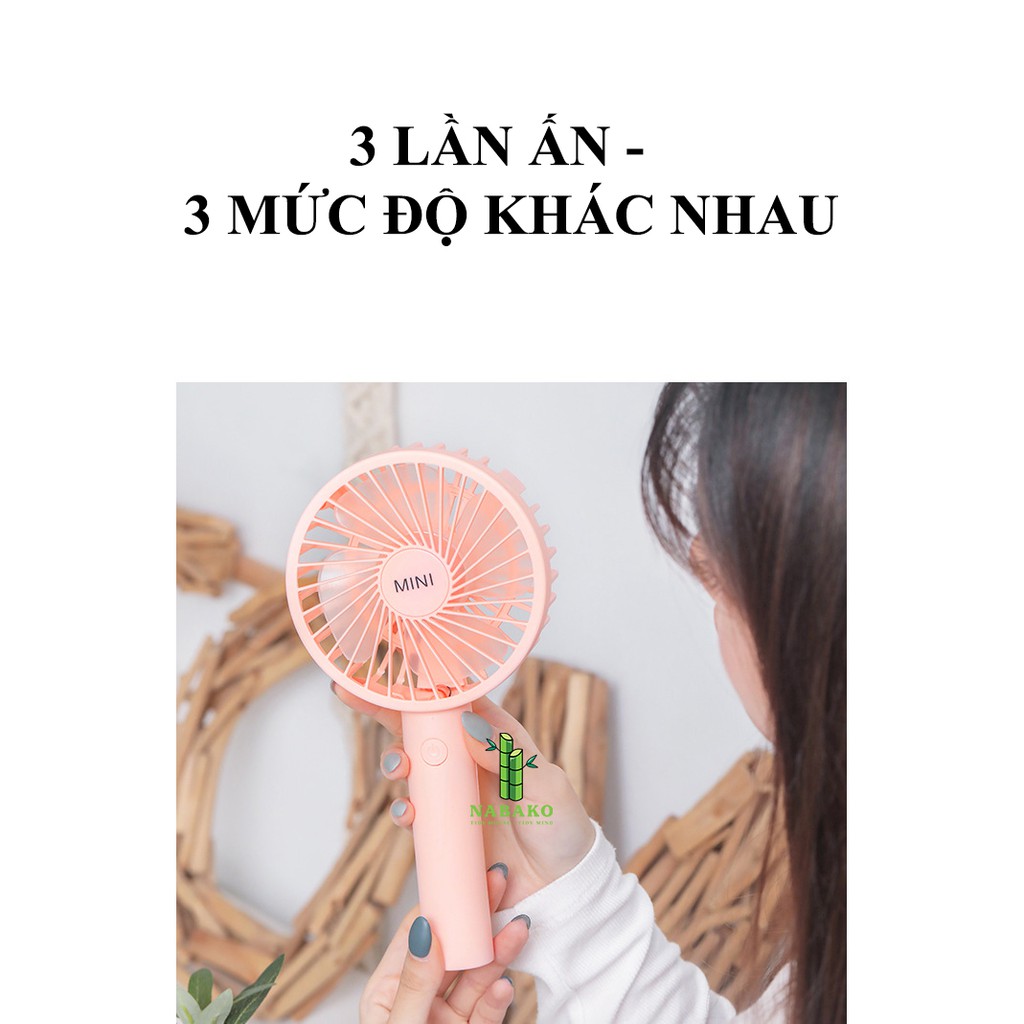[Pin Trâu 6 Tiếng] Quạt Mini Cầm Tay 3 Cấp Độ Để Bàn Sạc Pin Tích Điện Có Đèn Gọn Nhẹ, Dễ Dàng Mang Theo - Nabako | BigBuy360 - bigbuy360.vn