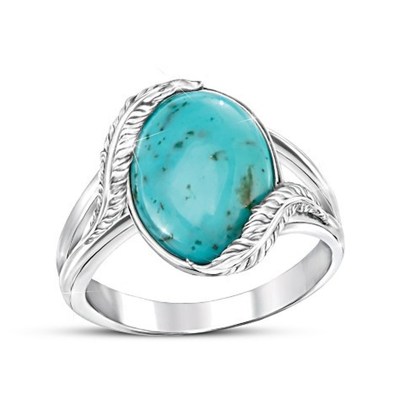 Nhẫn Hình Hoa Hướng Dương Đính Đá Ngọc Lam Phong Cách Bohemian Thời Trang