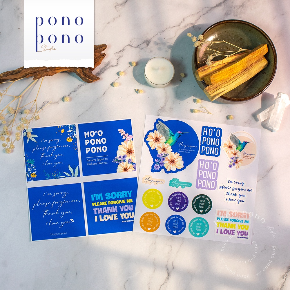Combo 2 set Sticker Ho oponopono Thanh Tẩy - Sticker Ho'oponopono