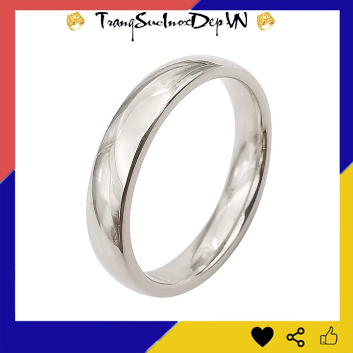 Nhẫn mo tròn inox bản 4mm khắc tên theo yêu cầu - Tặng hộp đựng xinh xắn