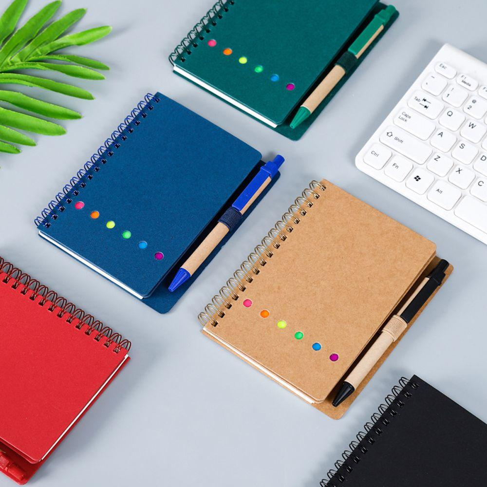 Sổ Tay B5 Bìa Giấy Kraft Họa Tiết Xoắn Ốc Kiểu Hàn Quốc Dùng Trong Trường Học / Văn Phòng