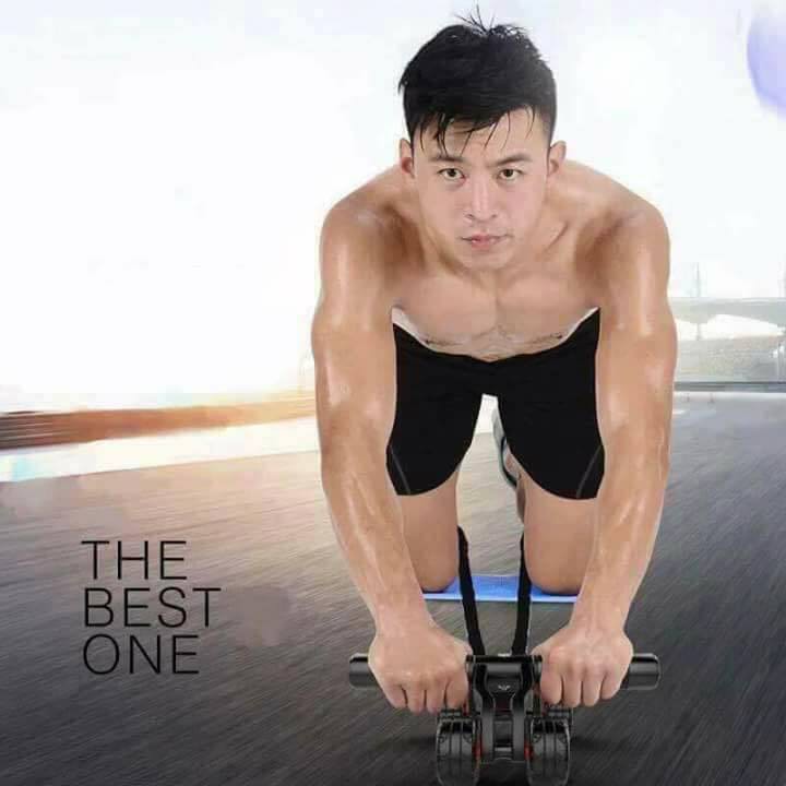 Con lăn tập cơ bụng 4 bánh kèm thảm tập thể dục, tập cơ tay, tập gym cho nam nữ tại nhà