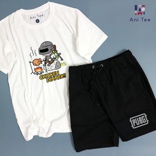 [UNISEX] Combo Áo Thun 100% Cotton + Short PUBG Chicken Dinner Phản Quang