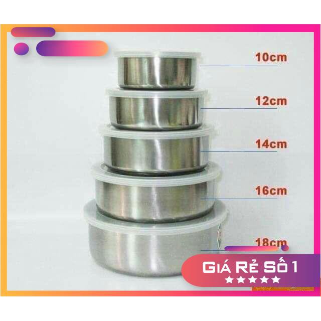 [ SIÊU KHUYẾN MẠI ] Bộ 5 bát inox lạnh có nắp đậy.