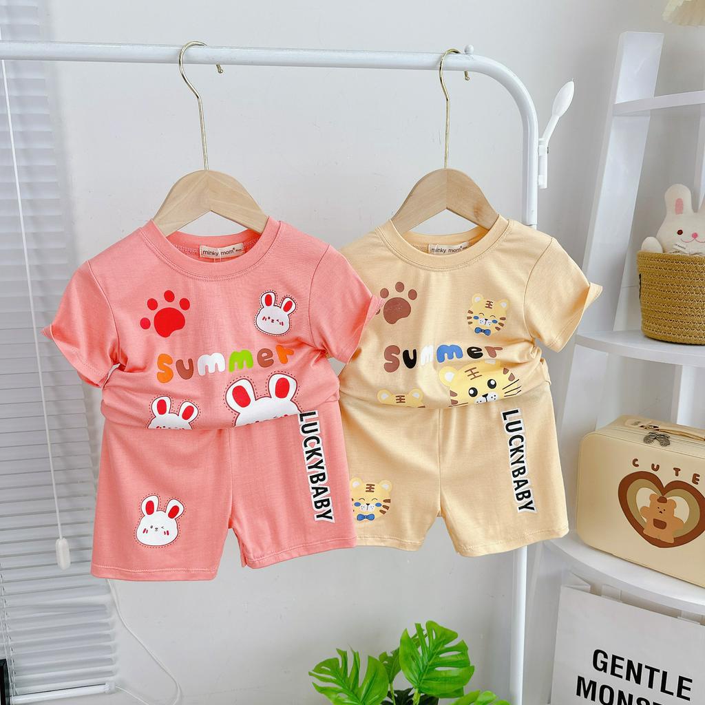 [Bé 0-8 tuổi] Bộ Cộc Tay Minky Mom Vải Thun Lạnh Cho Bé 8-27 kg Mặc Vào hè - TN-IN172