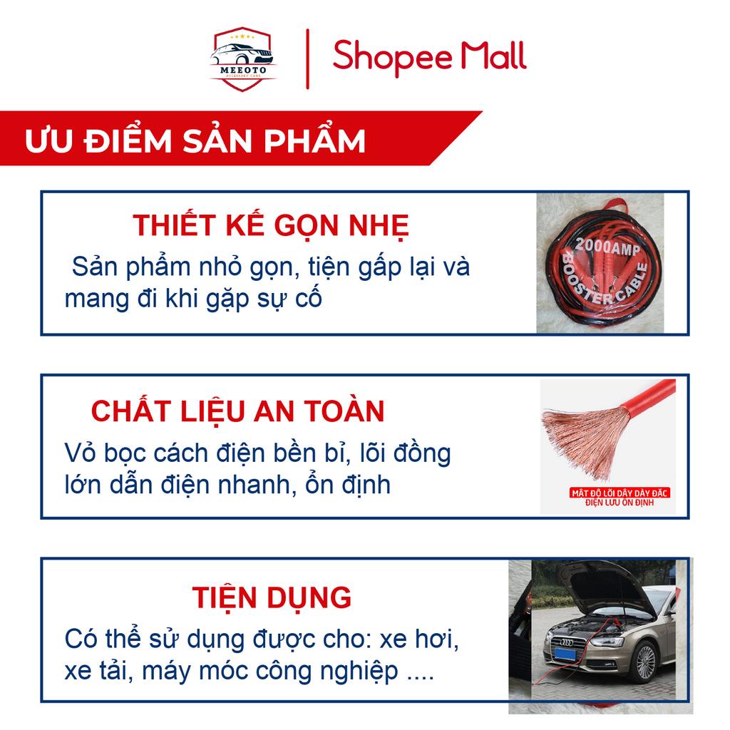Dây Câu Điện Bình Ắc Quy Ô Tô Quy Ô Tô Lõi Đồng Siêu To 2000A Loại 4 mét Có Kẹp Cách Điện MEEOTO