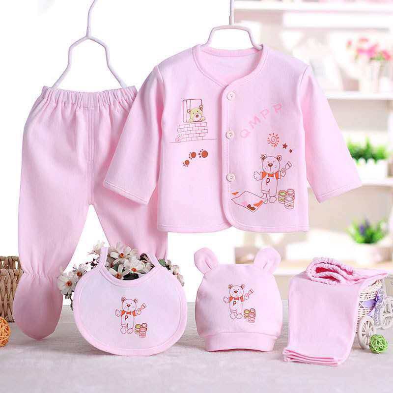 Set 5 món đồ quần áo dài cho bé sơ sinh 0-3 tháng 100% cotton nguyên chất hàng xuất Hàn cao cấp