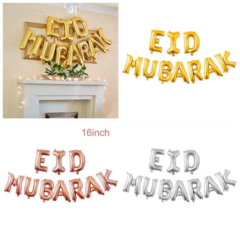 Bong Bóng Lá Nhôm Bơm Hơi Họa Tiết Eid Mubarak Phong Cách Hồi Giáo Trang Trí Tiệc Mừng Năm Mới