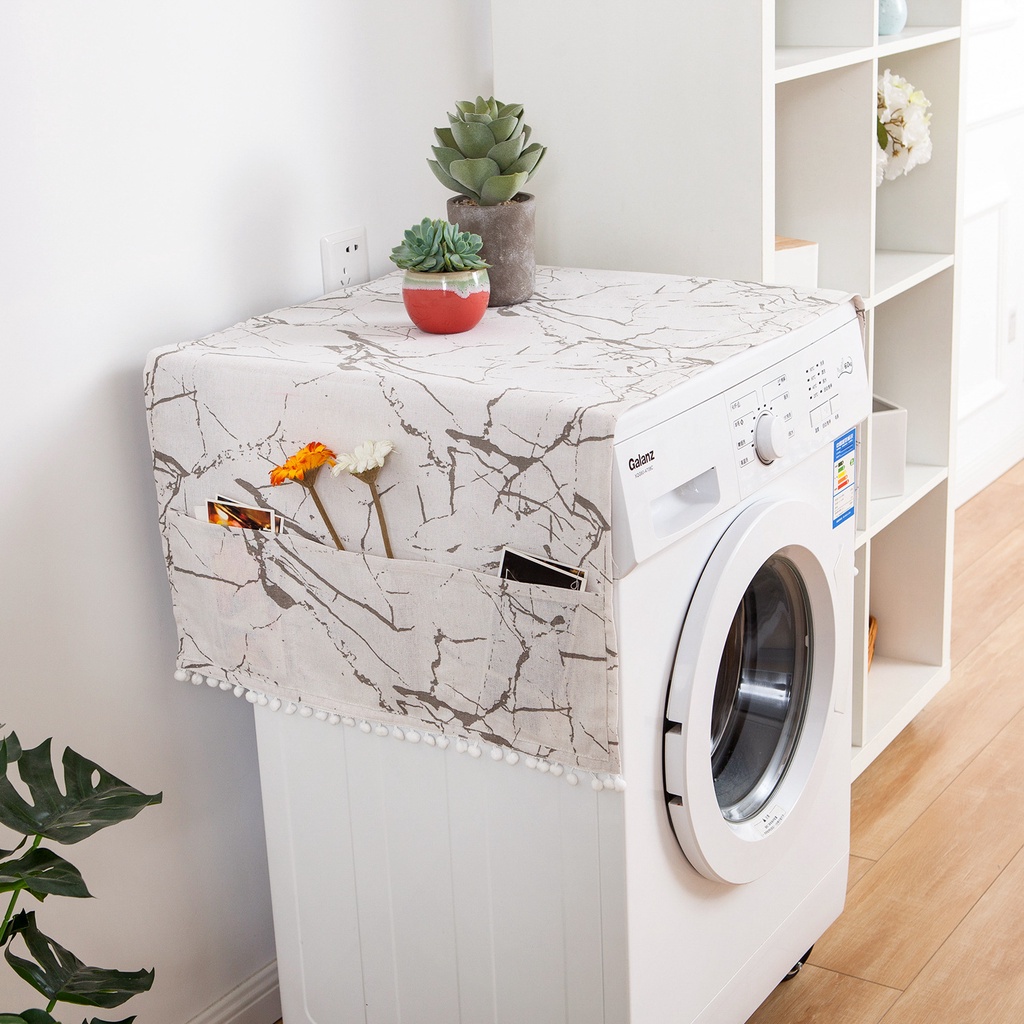 Tấm phủ máy giặt/ tủ lạnh/ lò vi sóng chống bụi bẩn họa tiết đá cẩm thạch độc đáo nhiều size trang trí nội thất