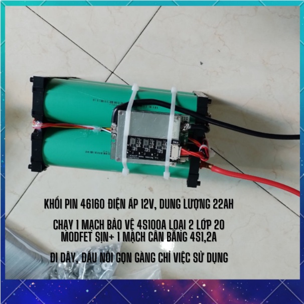 Khối pin 46160 điện áp 12v dung lượng 22Ah chuyên dụng kích cá, lưu trữ, hàng mới 100%