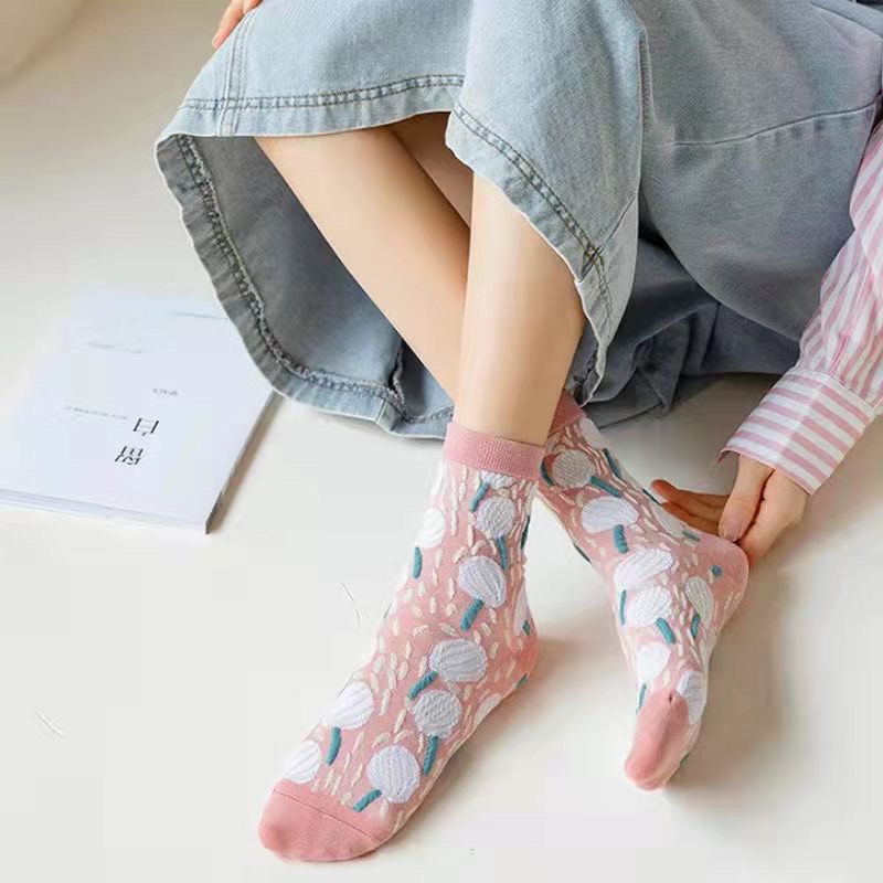 Tất len nữ chủ đề mầu hồng