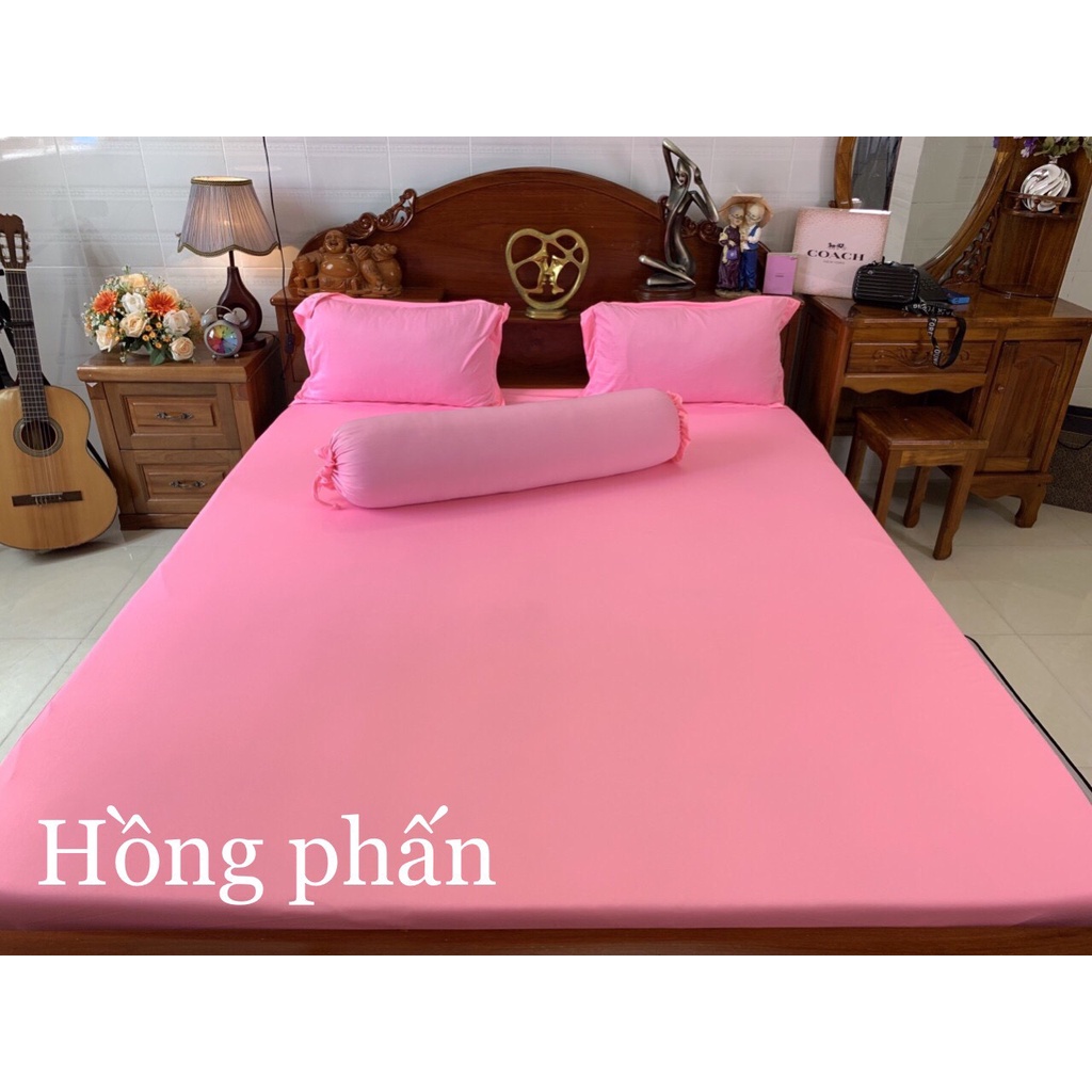 BỘ 4 MÓN DRAP GA THUN LẠNH HÀN  MÁT LẠNH TRƠN TÔNG HỒNG NGỌT- ACHUASHOP