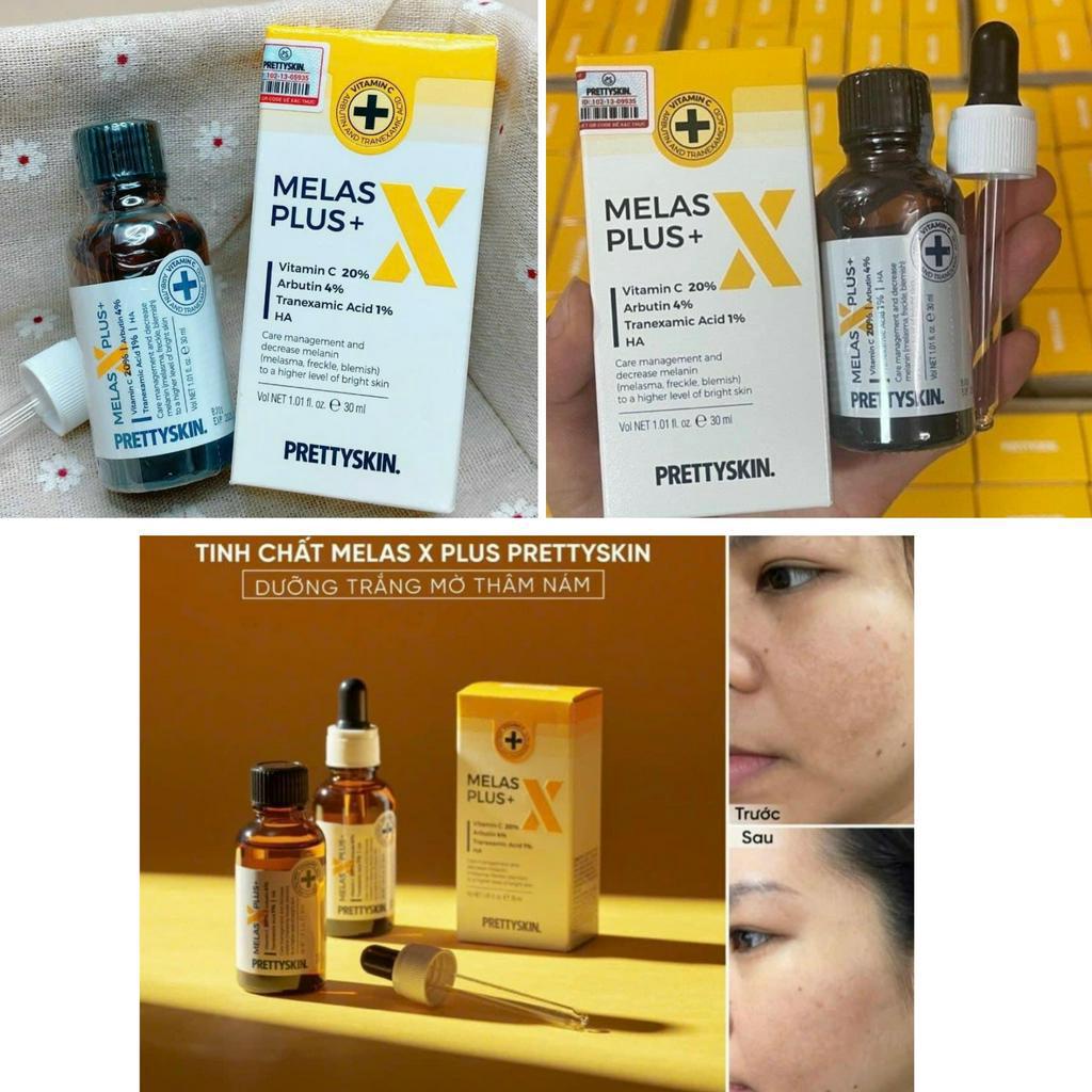 Tinh chất dưỡng trắng mờ thâm nám Melas X Plus+ Prettyskin giúp trắng da chống lão hóa giảm nếp nhăn, tăng collagen 50ml