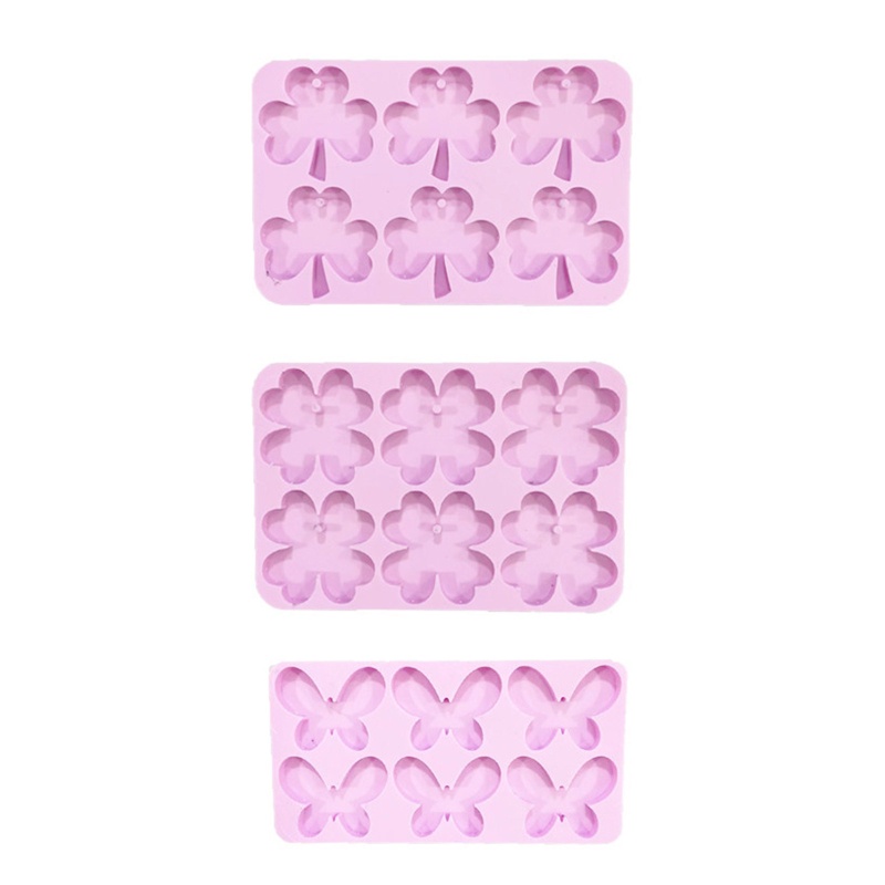 Sa Set 3 Khuôn Silicone Làm Mặt Vòng cổ Hình Cỏ Bốn Lá