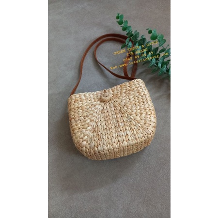 Túi Cói, Túi Xách Lục Bình Quai Đeo Simili Nút Cài Xinh Xắn - Giỏ Lục Bình TXLBQSNTXLTK09