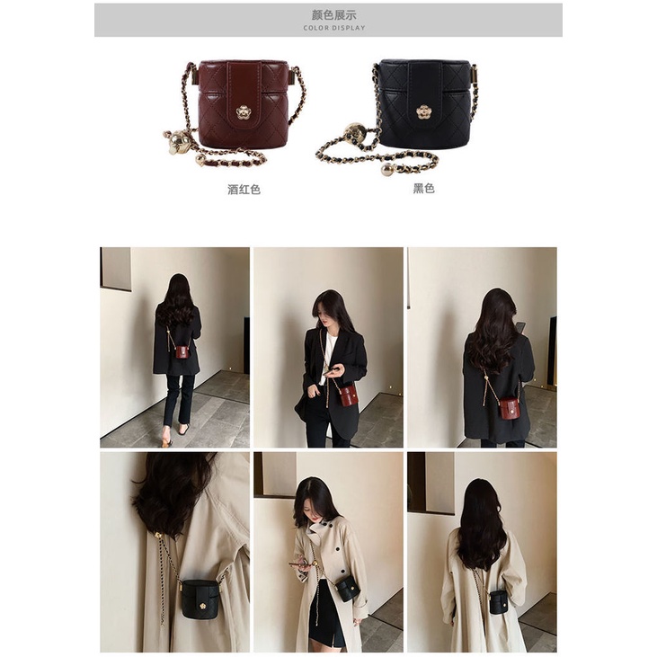 Túi Đeo Chéo Hình Trụ Phối Dây Xích Mẫu Mới 2022 Thời Trang Mùa Hè Cho Nữ