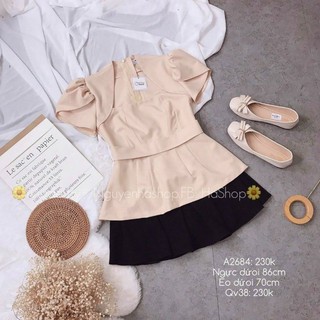 Áo peplum tay xếp bigsize