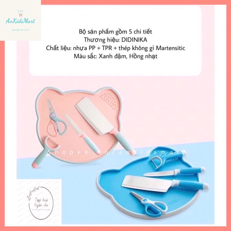 Bộ dao thớt Didinika cao cấp hình con heo gồm 5 chi tiết