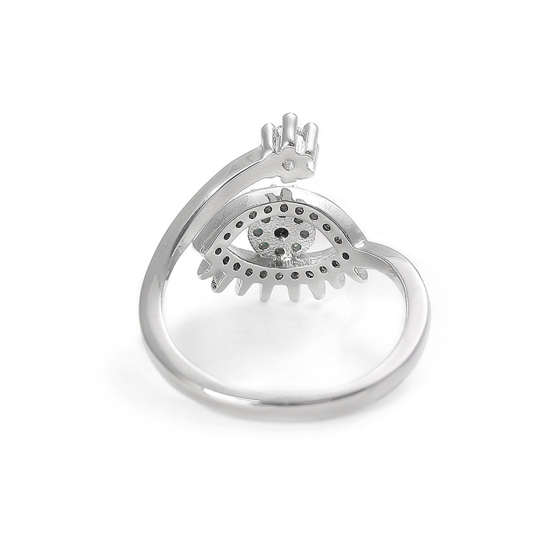 Nhẫn Hở Đính Đá Zircon Hình Mắt Quỷ Có Thể Điều Chỉnh Phong Cách Thổ Nhĩ Kỳ Thời Trang Đơn Giản Cho Nữ