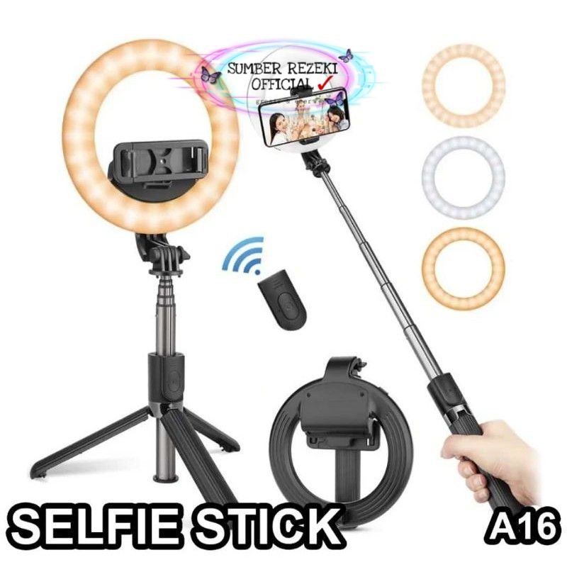 Giá Đỡ Gậy Tự Sướng 360 Độ SR° Vòng Đèn Led A16 Có Thể Điều Chỉnh Đa Năng Tiện Dụng