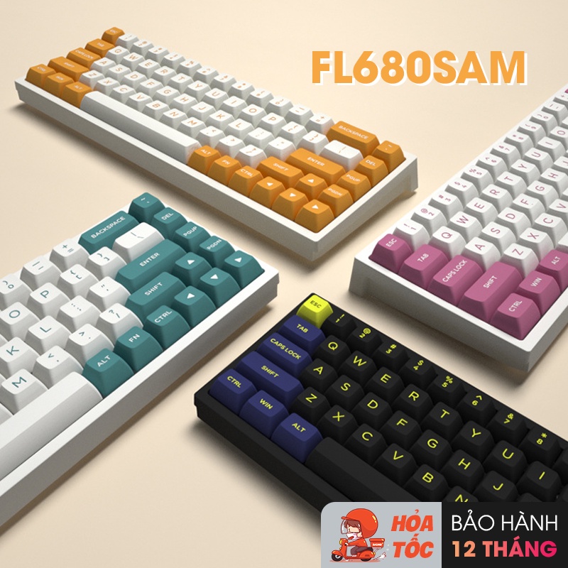 Bàn phím cơ FL-Esports FL680SAM Night Black / Peach / Aqua Green / Purple / Banana (Hàng chính hãng) - Bảo hành 12 tháng