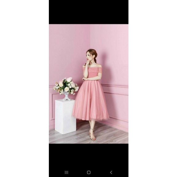 [9.9 Sales Freeship] Đầm công chúa đi tiệc, đầm umi trễ vai phối lưới đính cườm, đầm xòe cup ngực bẹt vai quyến rũ dx