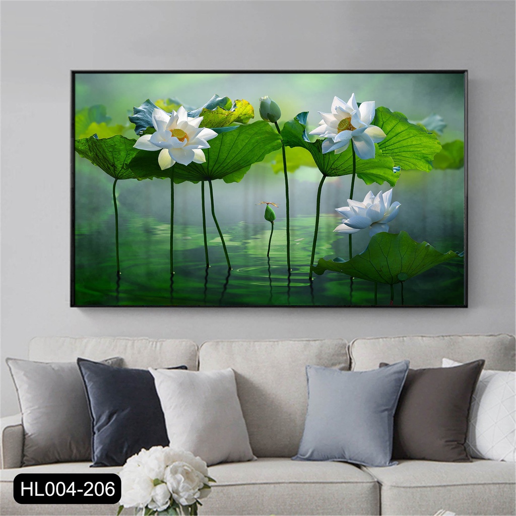 Tranh canvas treo tường hoa sen nhiều mẫu sang trọng- 80 x 50 cm