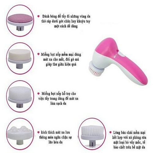 Máy rửa mặt massage 5 trong 1 beauty care massager Vệ sinh và chăm sóc da giúp da sạch mụn và trắng sáng