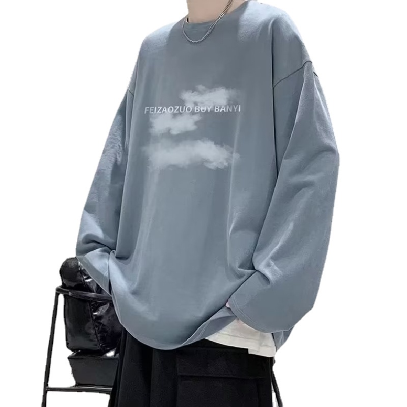 Áo Thun Tay Dài Cổ Tròn Dáng Rộng In Chữ Phong Cách Hip Hop Nhật Bản Thời Trang Cho Nam Size M-5XL