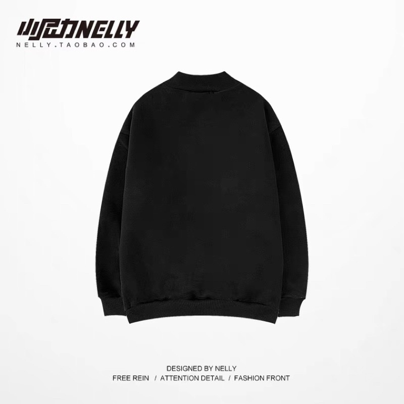 Áo sweater cổ bo 126509 Nelly Heybig chất nỉ bông thời trang unisex form rộng dành cho nam và nữ 59 thetryexstyle