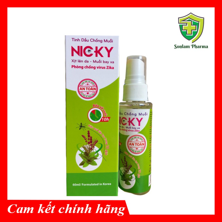 Tinh Dầu Chống Muỗi Nicky Chai 60ml - Hiệu quả Liên Tục Đến 10 Giờ