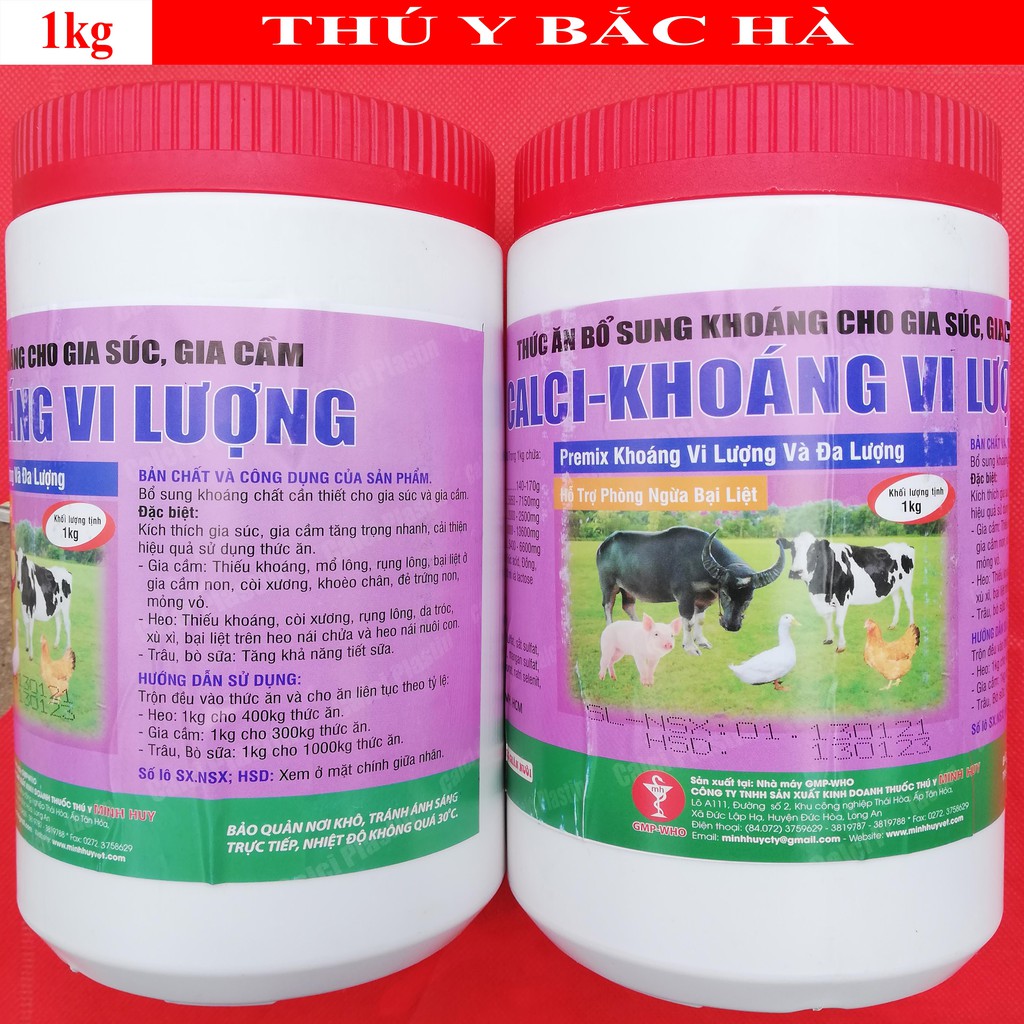 1kg CALCI-KHOÁNG VI LƯỢNG Thức ăn bổ sung khoáng cho gia súc, gia cầm, chó mèo, chim cảnh