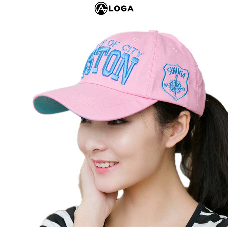 Nón lưỡi trai nữ thời trang nón kết kaki đẹp cao cấp thêu chữ Boston M032