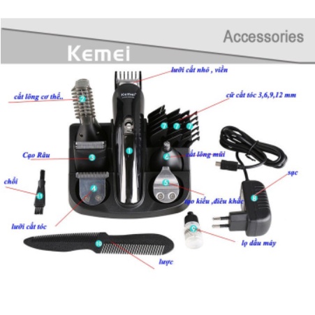 Tông đơ cắt tóc, cạo râu đa chức năng Kemei KM-600 dùng cho người lớn