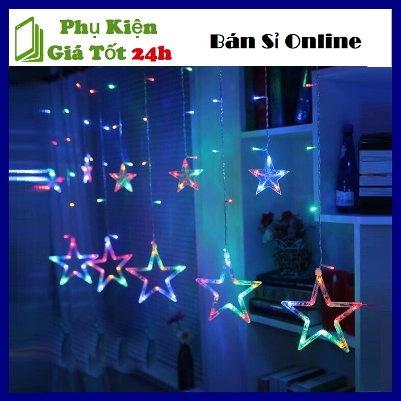 Dây đèn led nháy hình ngôi sao – 2,5m đèn 138 led 12 ngôi sao lớn nhỏ – cố định được hiệu ứng