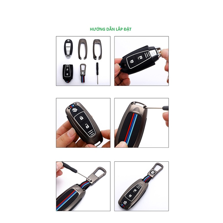 Ốp Chìa Khóa Xe Suzuki Swift Ciaz Vitara Ertiga 3 Nút Bấm Hợp Kim Kẽm