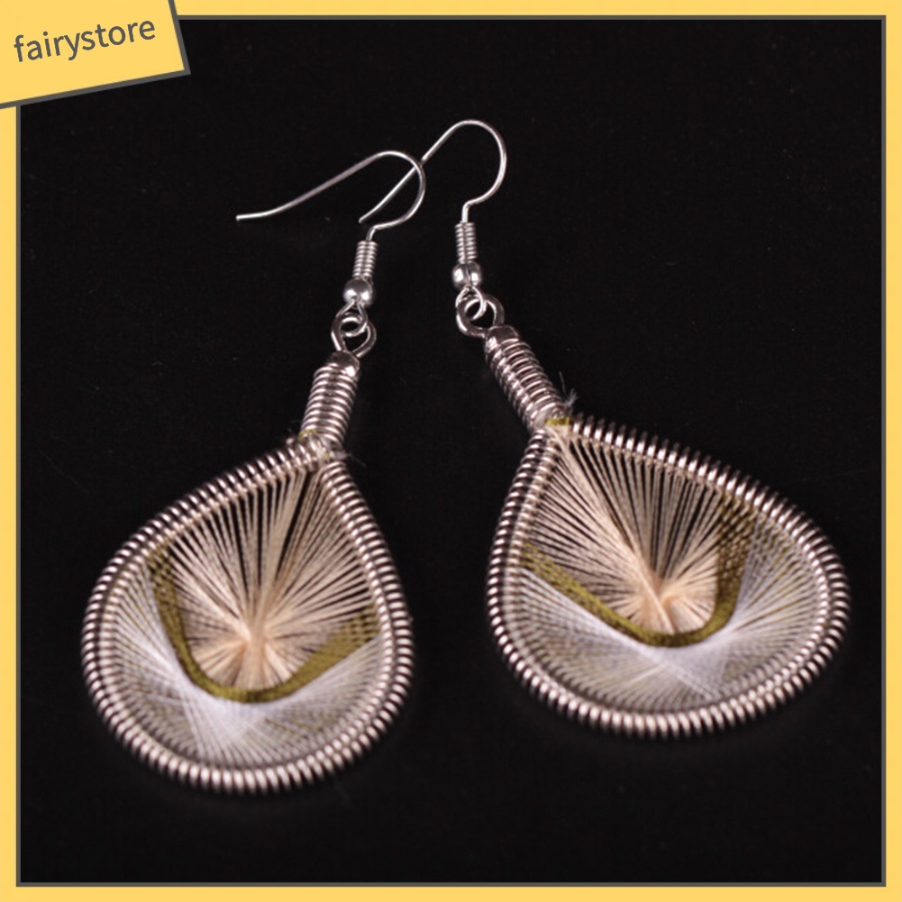 Bông tai giọt nước phối lụa nhiều màu sắc phong cách Bohemian