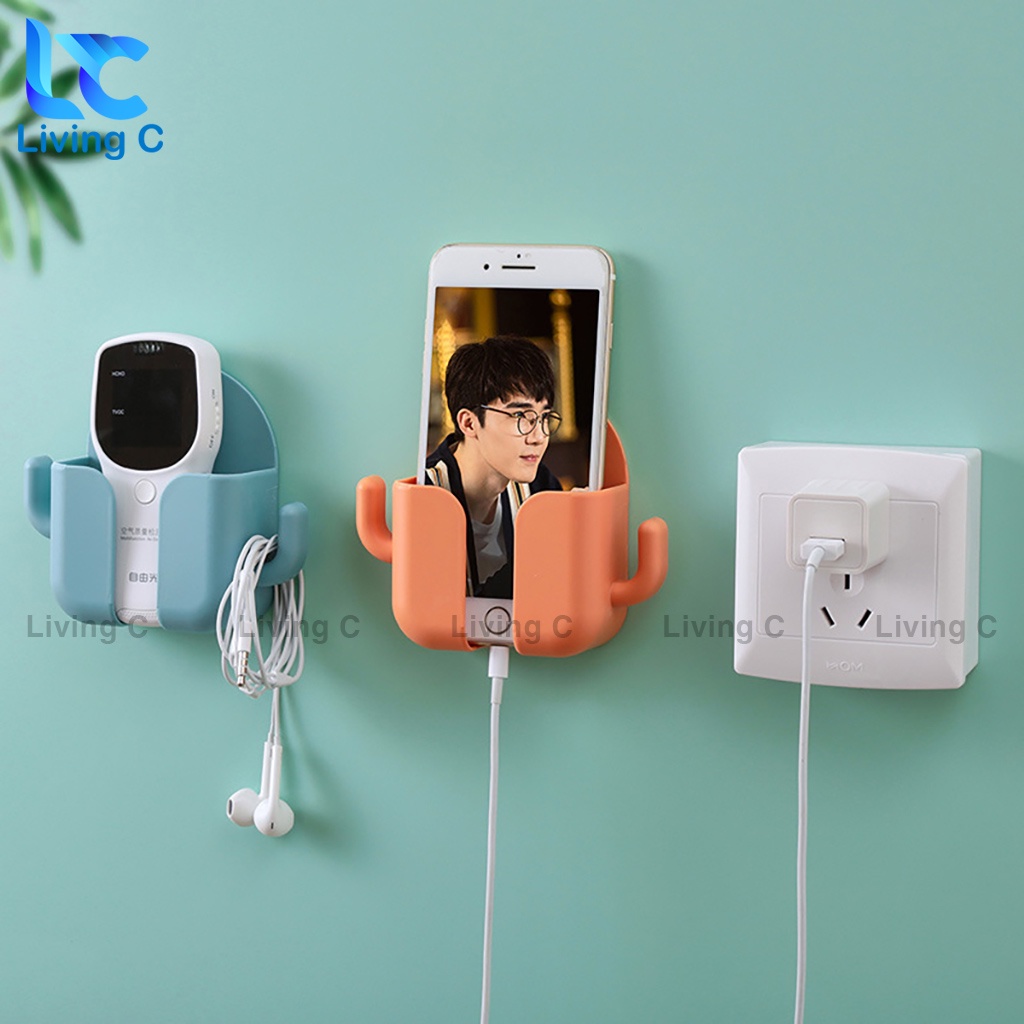 Kệ sạc điện thoại dán tường Living C , giá treo đựng đỡ điện thoại điều khiển khi sạc _XDT