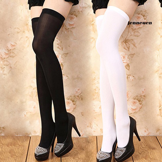 Tất Dài Qua Gối Màu Trơn Co Giãn Thoải Mái Cho Nữ