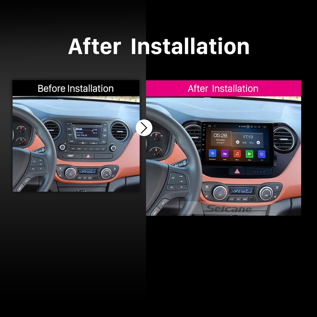 Mặt dưỡng màn hình DVD android 9” 10” HYUNDAI I10 2007-2012 2013-2020 2021 cắm jack nguồn Zin