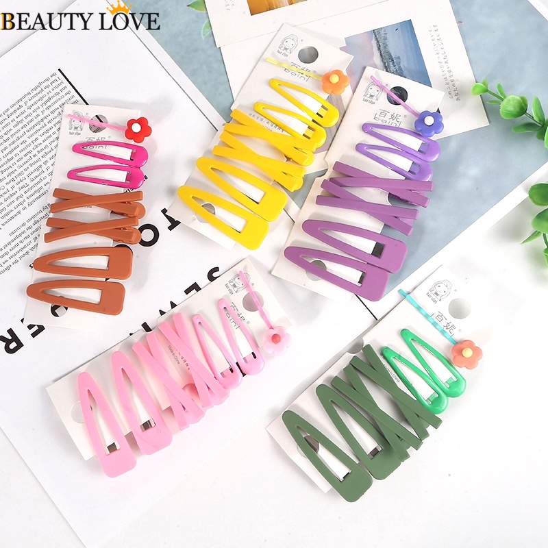 Set 7 Kẹp Tóc Hình Hoa / Vương Miện Màu Sắc Ngọt Ngào Dễ Thương Cho Bé Gái