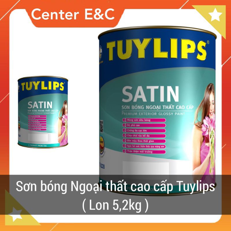 Sơn Bóng Lộng Lẫy Tường Ngoài Nhà Tuylips Satin (Lon 5L) Sơn Mầu , Sơn Trắng Cao Cấp Mặt Tiền Nhà