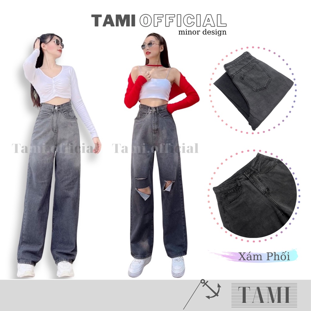 Quần Jeans NỮ Ống Suông XÁM PHỐI Bán Chạy Nhất Tháng Đáy Cao Siêu HÁCH DÁNG [ Tami Officia | BigBuy360 - bigbuy360.vn