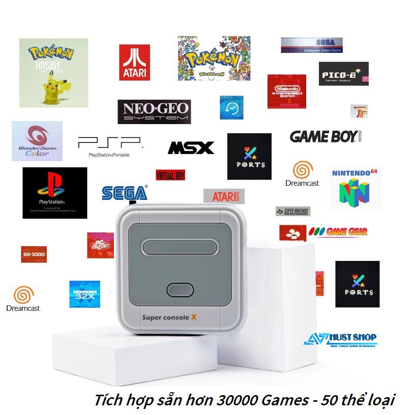 Máy Chơi Game 4 Nút Super Console X Stick 4K HDMI - 30.000 Game PSP/PS1/N64/Dreamcast