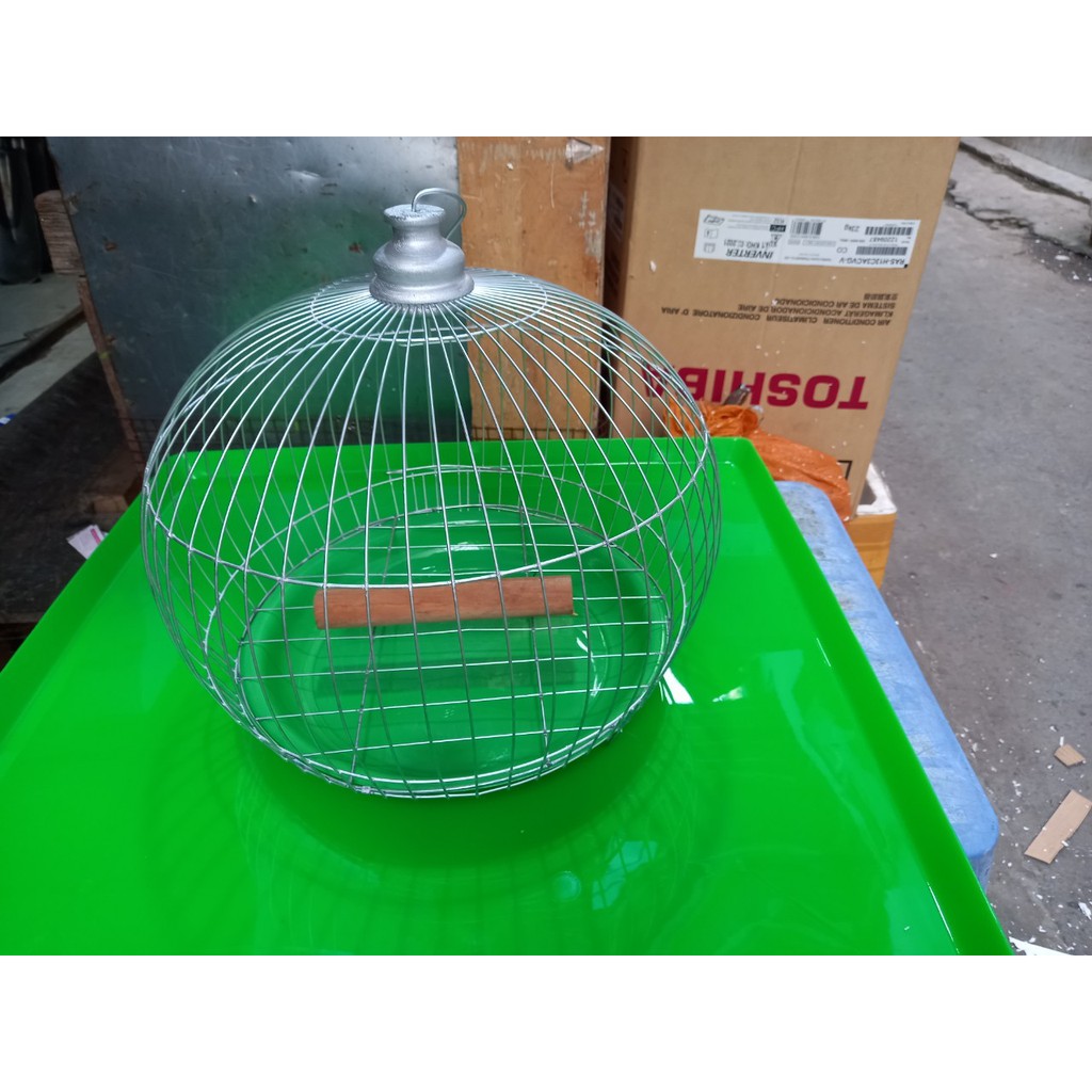 Lồng chim cu gáy bằng kẽm đầy đủ phụ kiện