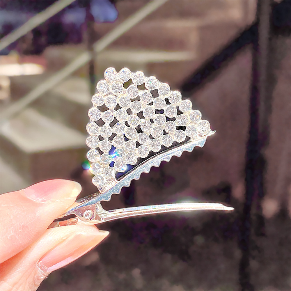 Set 2 Kẹp Tóc Nữ Hình Tai Mèo Đính Pha Lê Xinh Xắn